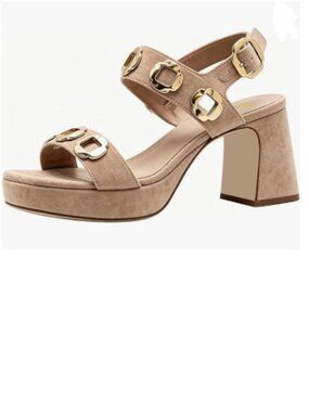 Maiyang Nude Suede Open Toe Hollow Out Sandals Ankle Strap Buckle Platform Shoe